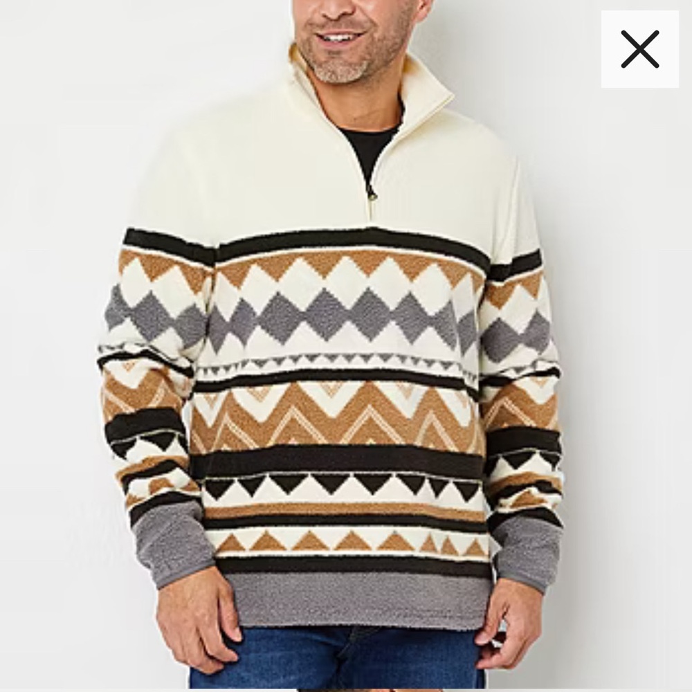 Mutual weave Mens Mock Neck  Quarter-Zip Pullover S